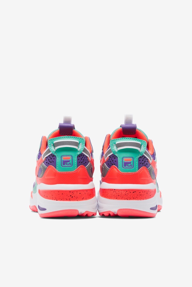 Fila Little Kids\' Ray Tracer Apex Bílá/ohnivá Korálová/fialová