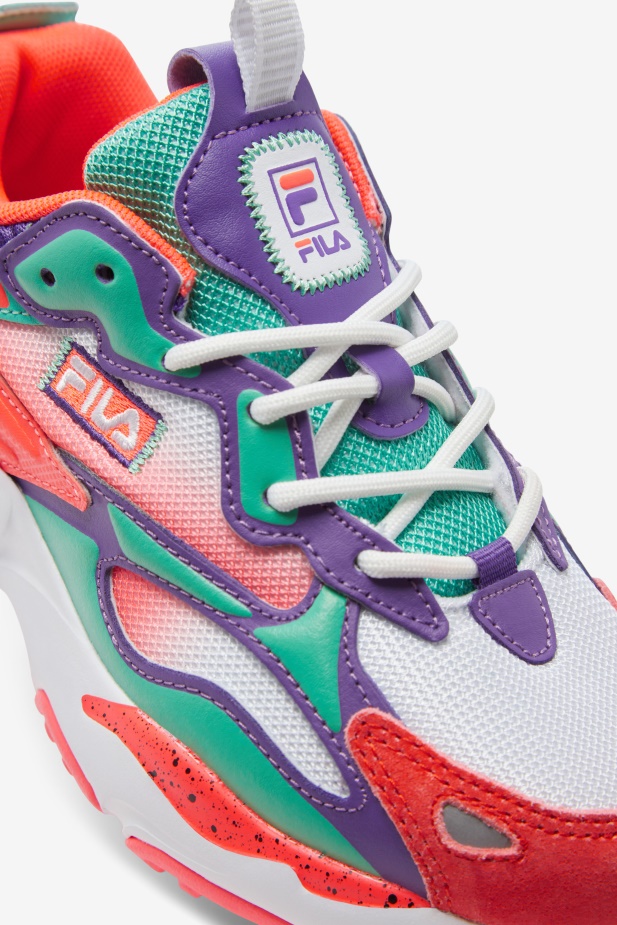 Fila Little Kids\' Ray Tracer Apex Bílá/ohnivá Korálová/fialová