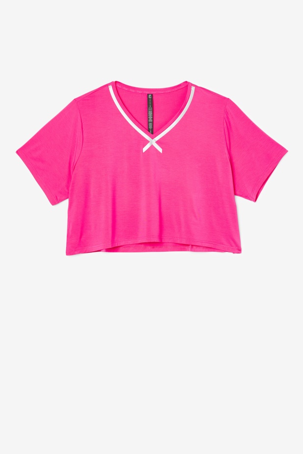 Fi-lux Hi-low Crop Top Fila Zářivě Růžová