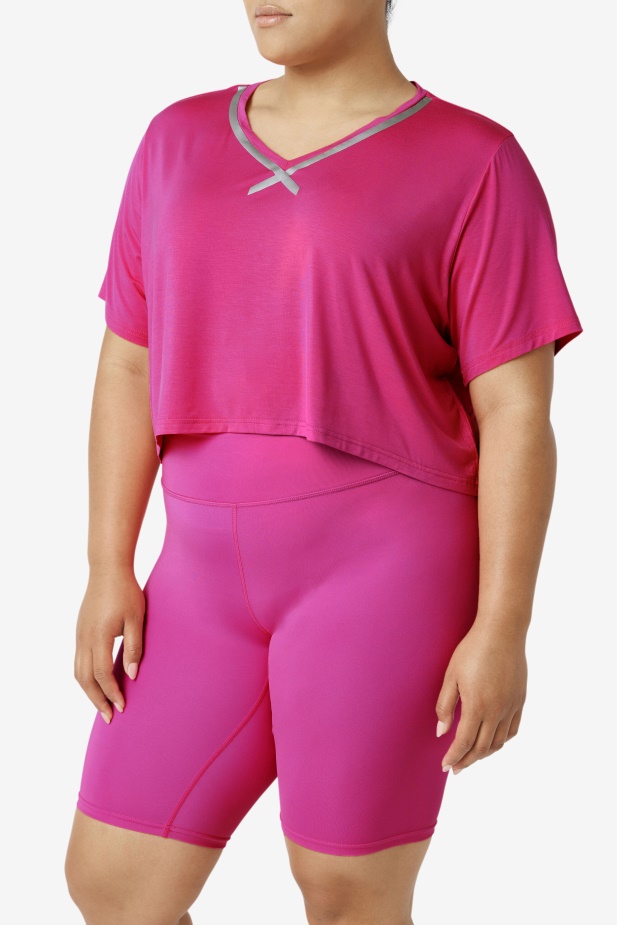 Fi-lux Hi-low Crop Top Fila Zářivě Růžová