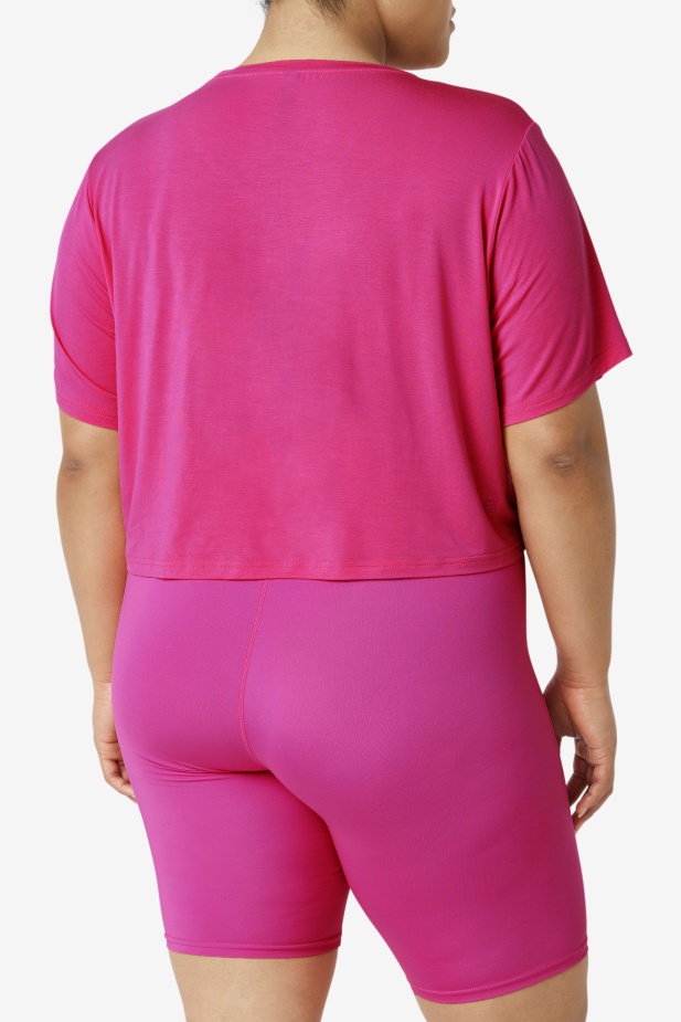 Fi-lux Hi-low Crop Top Fila Zářivě Růžová