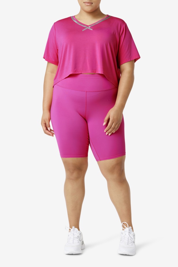 Fi-lux Hi-low Crop Top Fila Zářivě Růžová