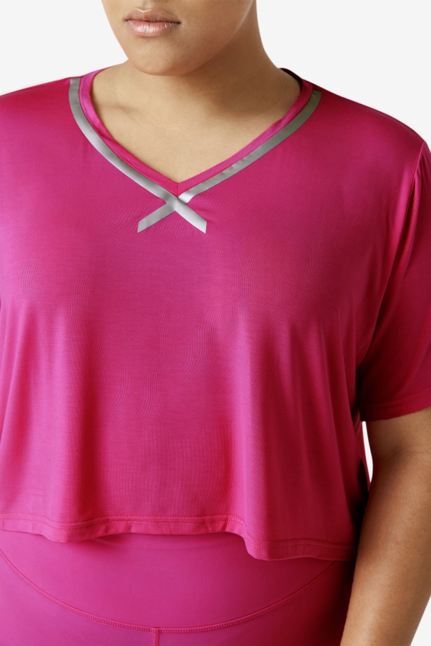 Fi-lux Hi-low Crop Top Fila Zářivě Růžová