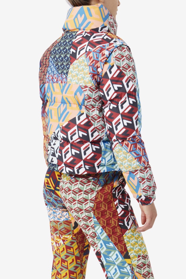 Marina Snapoff Sleeve Puffer Fila Ocean/yellow/white