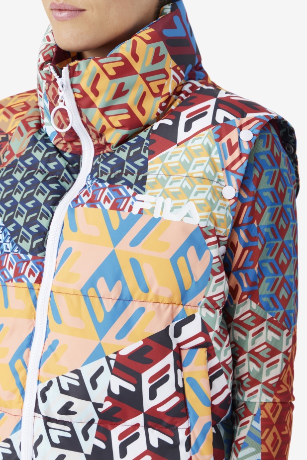 Marina Snapoff Sleeve Puffer Fila Ocean/yellow/white
