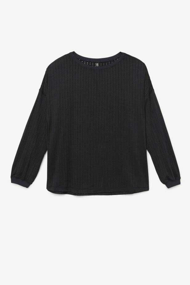 černý Síťovaný Top S Dlouhým Rukávem Fila Fi-lux