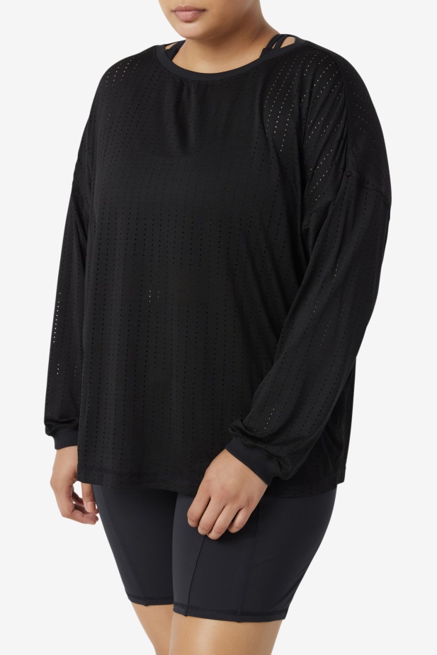 černý Síťovaný Top S Dlouhým Rukávem Fila Fi-lux