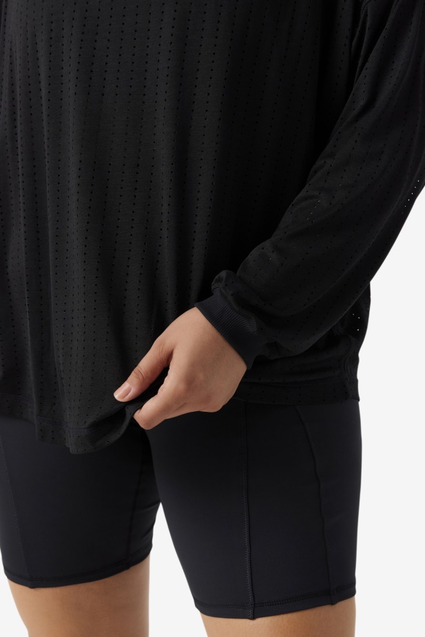 černý Síťovaný Top S Dlouhým Rukávem Fila Fi-lux