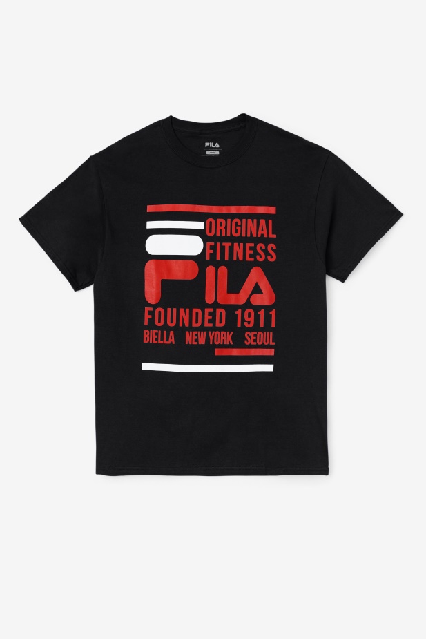 Fila Originální Fitness Tričko černá/červená/bílá