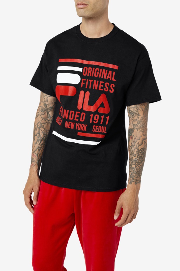 Fila Originální Fitness Tričko černá/červená/bílá