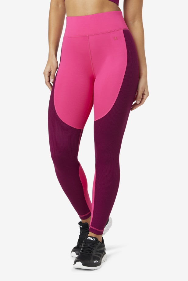Fila Jasně Růžové/purpurové Fialové Dlouhé Legíny S Texturou Forza