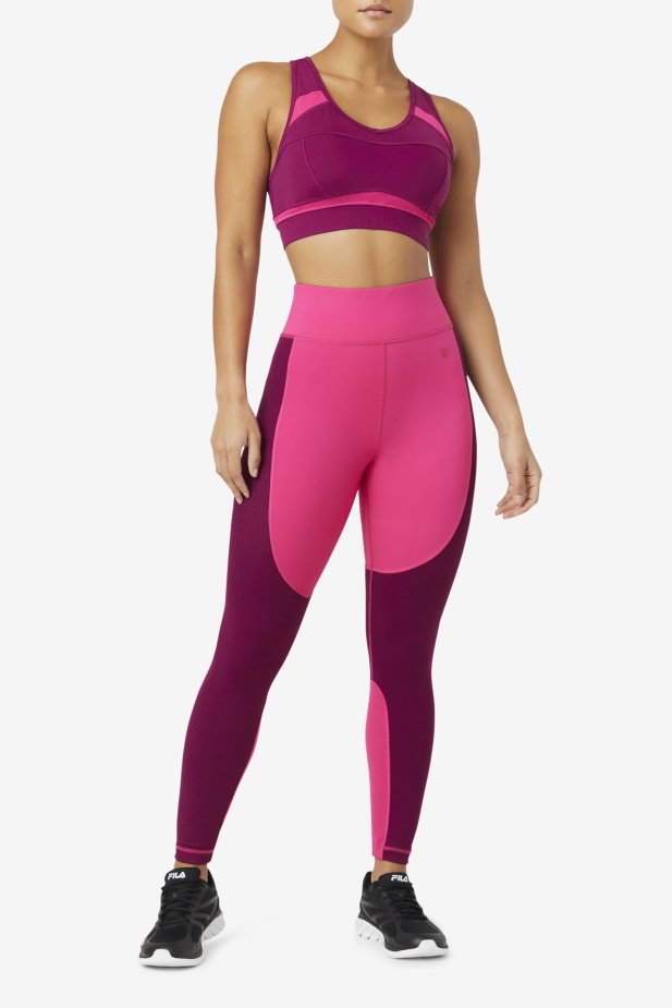 Fila Jasně Růžové/purpurové Fialové Dlouhé Legíny S Texturou Forza