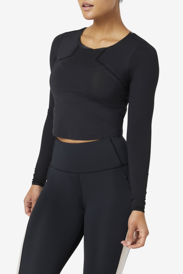 Uplift Dlouhý Rukáv Crop Top černá Fila