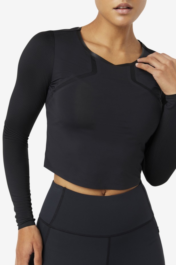 Uplift Dlouhý Rukáv Crop Top černá Fila