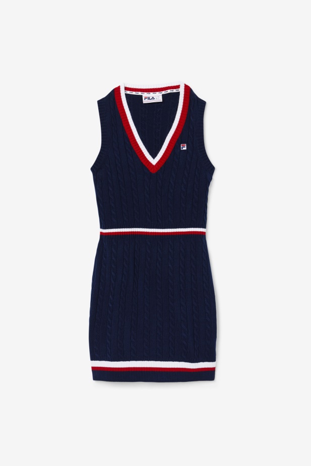 Fila Darian Svetr Pletené šaty Námořnická/červená/bílá