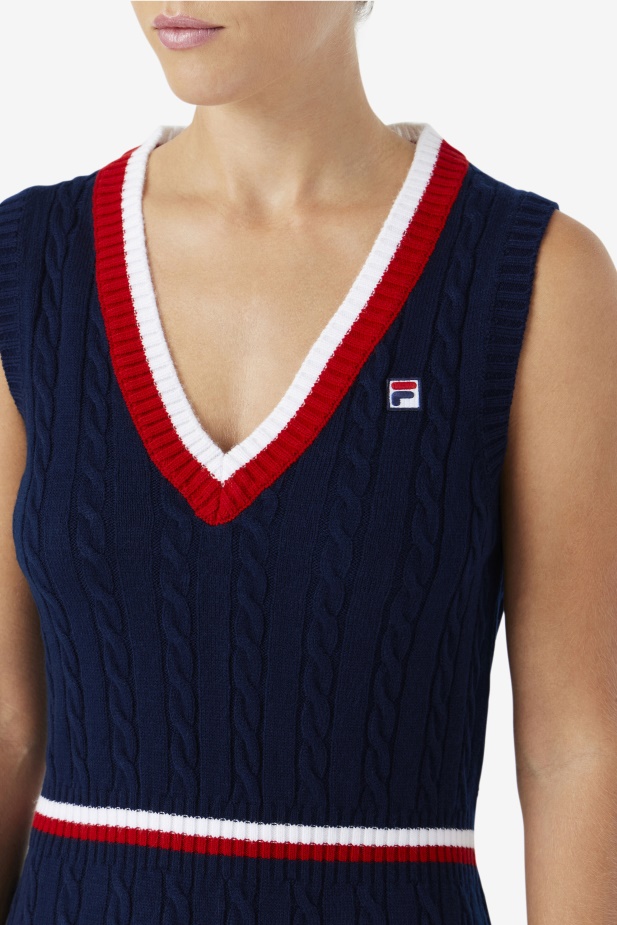 Fila Darian Svetr Pletené šaty Námořnická/červená/bílá