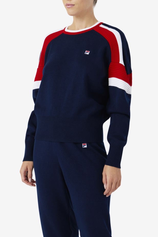 Frankie Knit Crew Fila Námořnická/červená/bílá