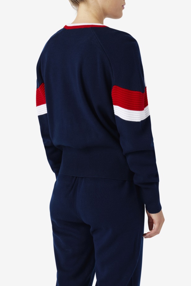 Frankie Knit Crew Fila Námořnická/červená/bílá