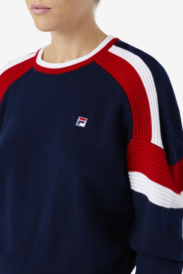 Frankie Knit Crew Fila Námořnická/červená/bílá