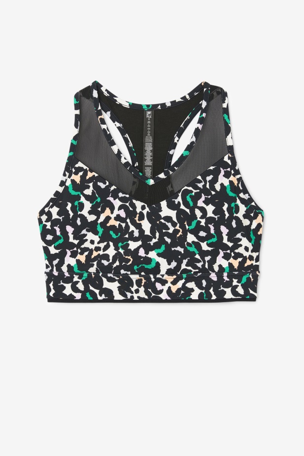 Uplift Racerback Podprsenka Top černý Zvířecí Potisk Fila