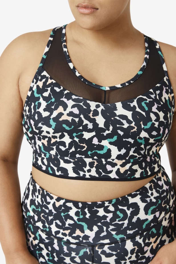Uplift Racerback Podprsenka Top černý Zvířecí Potisk Fila
