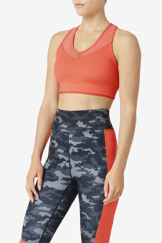 Hot Coral Uplift Racerback Podprsenka Top Fila