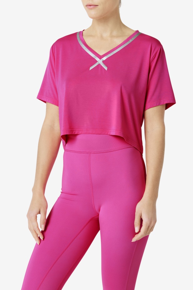 Jasně Růžová Fi-lux High-low Crop Top Fila