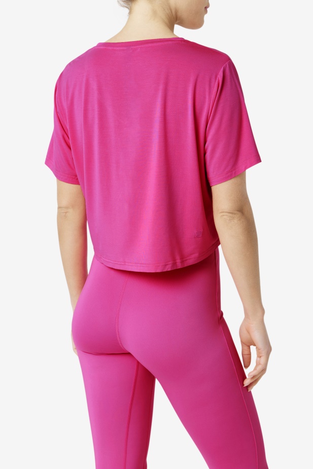 Jasně Růžová Fi-lux High-low Crop Top Fila