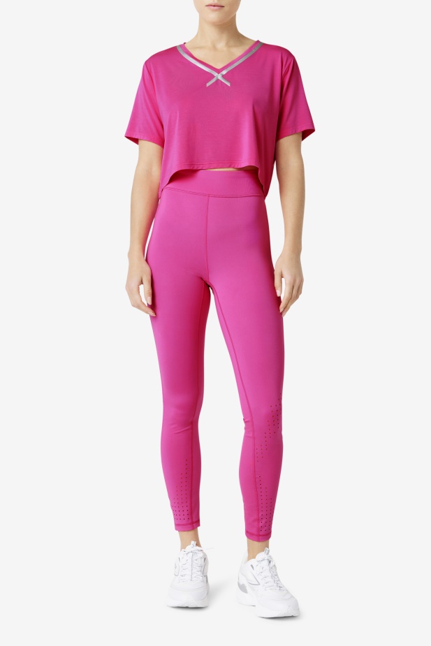 Jasně Růžová Fi-lux High-low Crop Top Fila