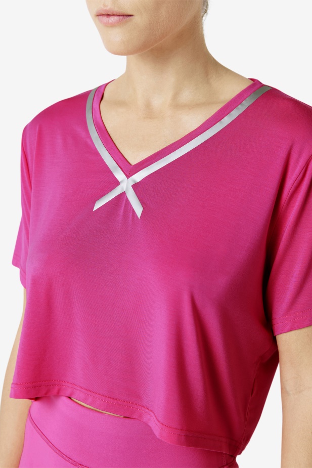 Jasně Růžová Fi-lux High-low Crop Top Fila