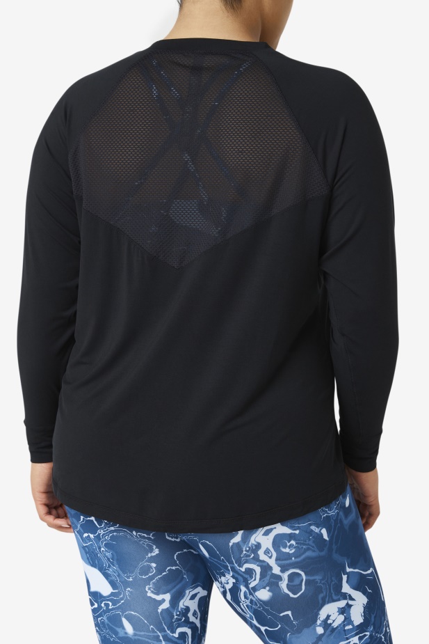Fila Fi-lux Síťovaná Záda Dlouhý Rukáv Crew černá