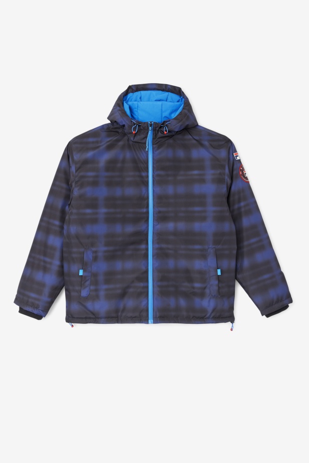 Modrý Tieň Check Fila Beta Puffer Bunda