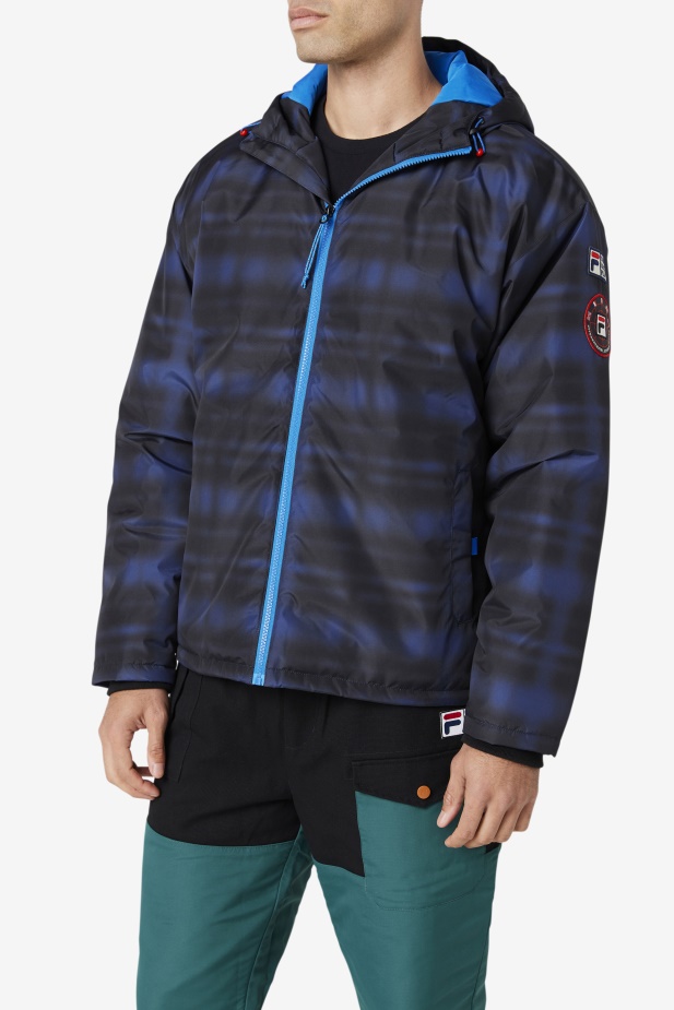 Modrý Tieň Check Fila Beta Puffer Bunda