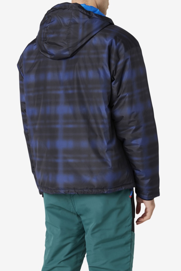 Modrý Tieň Check Fila Beta Puffer Bunda