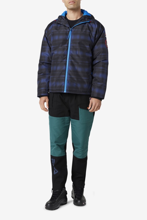 Modrý Tieň Check Fila Beta Puffer Bunda