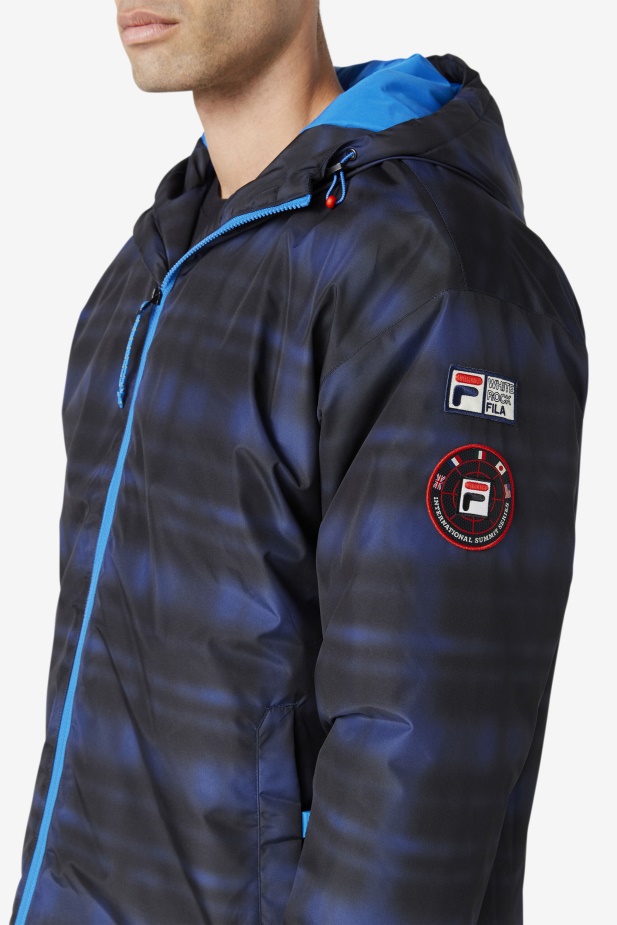 Modrý Tieň Check Fila Beta Puffer Bunda