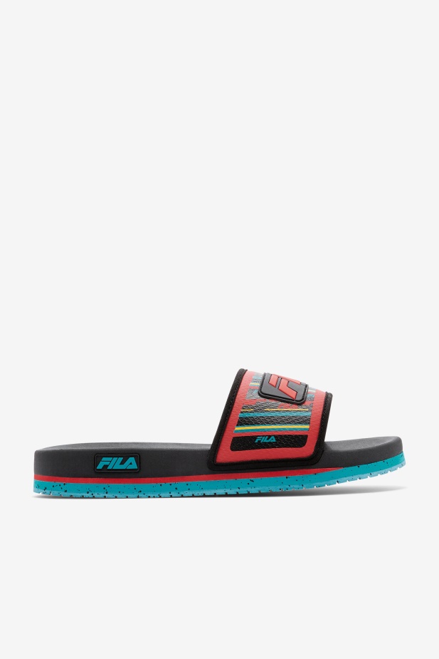 Fila černá/capri Breeze/červená Pánská Lunární Skluzavka