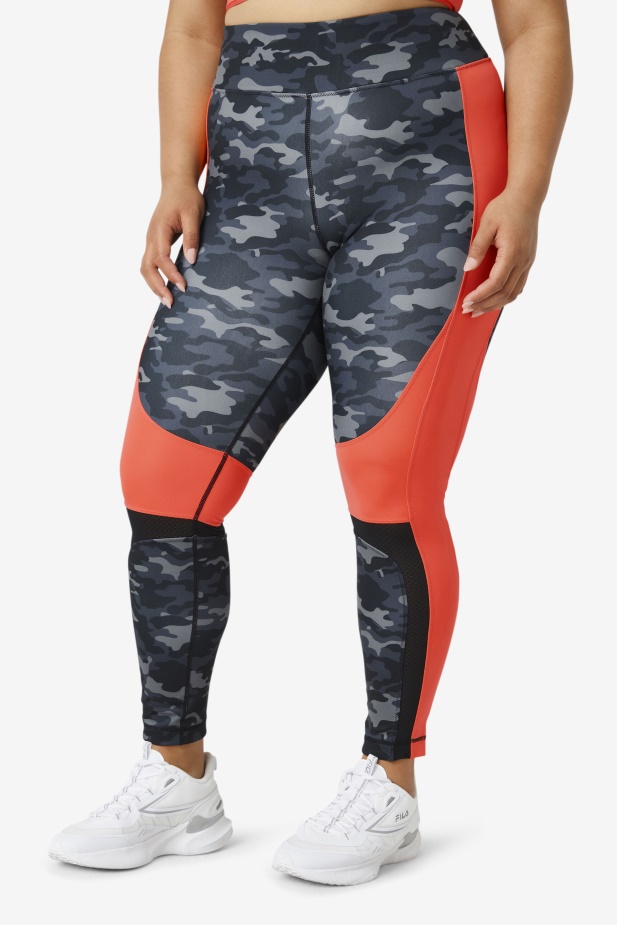 Forza Color Blocked Legging Fila Dark Camo/hot Coral/black