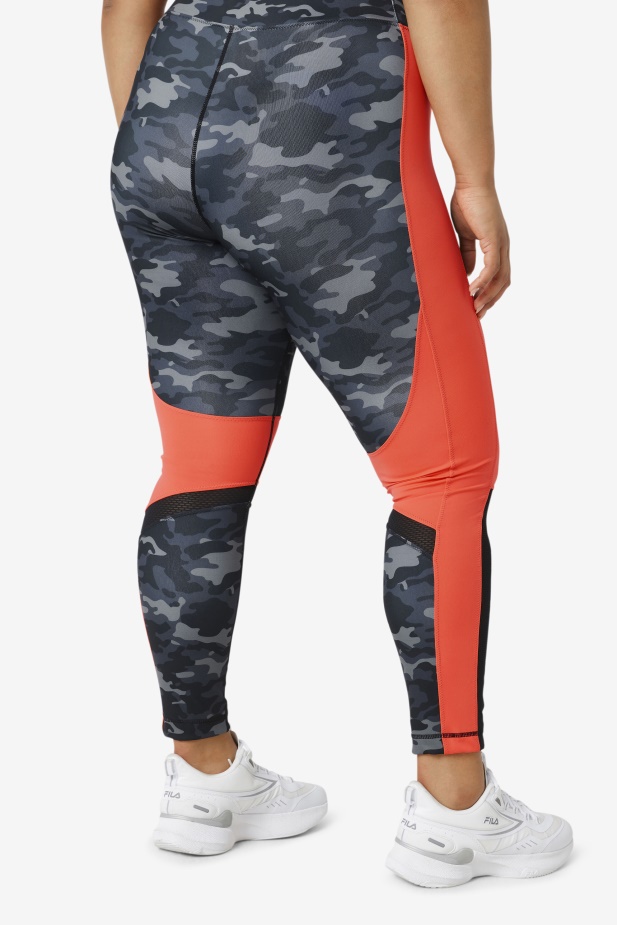 Forza Color Blocked Legging Fila Dark Camo/hot Coral/black