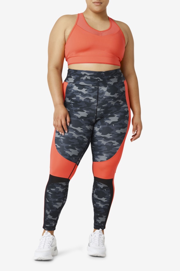 Forza Color Blocked Legging Fila Dark Camo/hot Coral/black