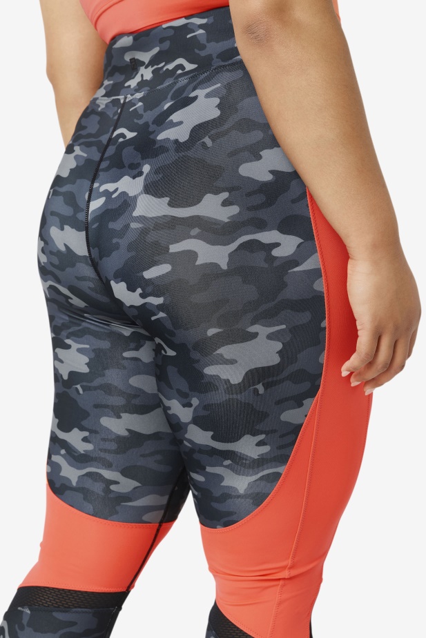Forza Color Blocked Legging Fila Dark Camo/hot Coral/black