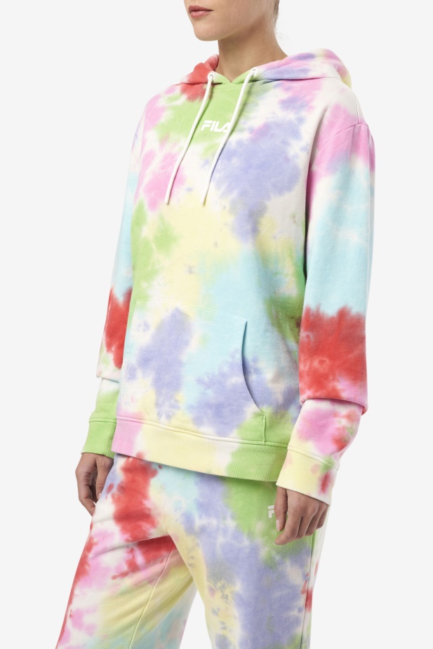 Aerolynn Tie Dye Mikina S Kapucí Fila Zelená/bílá/brčál/červená