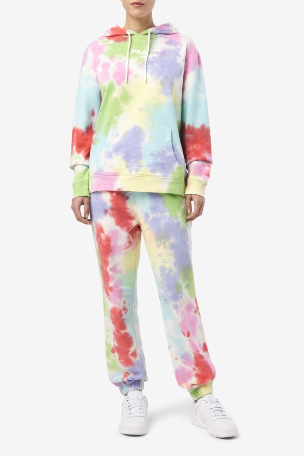 Aerolynn Tie Dye Mikina S Kapucí Fila Zelená/bílá/brčál/červená