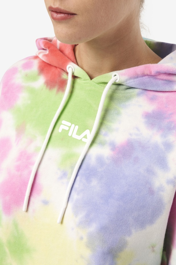 Aerolynn Tie Dye Mikina S Kapucí Fila Zelená/bílá/brčál/červená