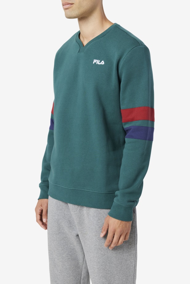 Faneel Crew červnová Chyba/rebarbora/peacoat Fila