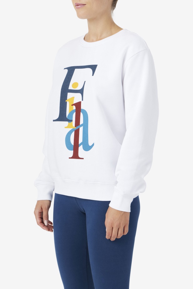 Bílá/oceánská/žlutá Fila Araceli Crewneck