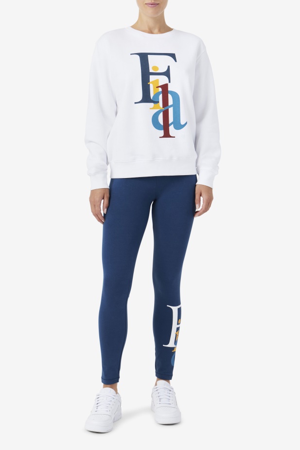 Bílá/oceánská/žlutá Fila Araceli Crewneck