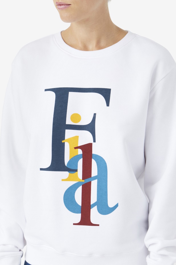 Bílá/oceánská/žlutá Fila Araceli Crewneck
