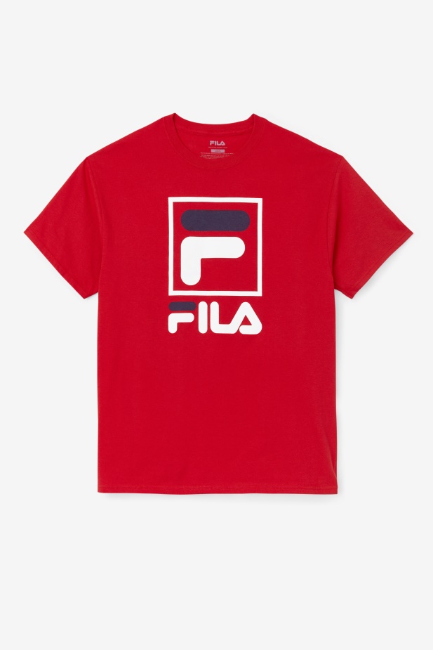 červené/bílé/námořnické Skládané Tričko Fila
