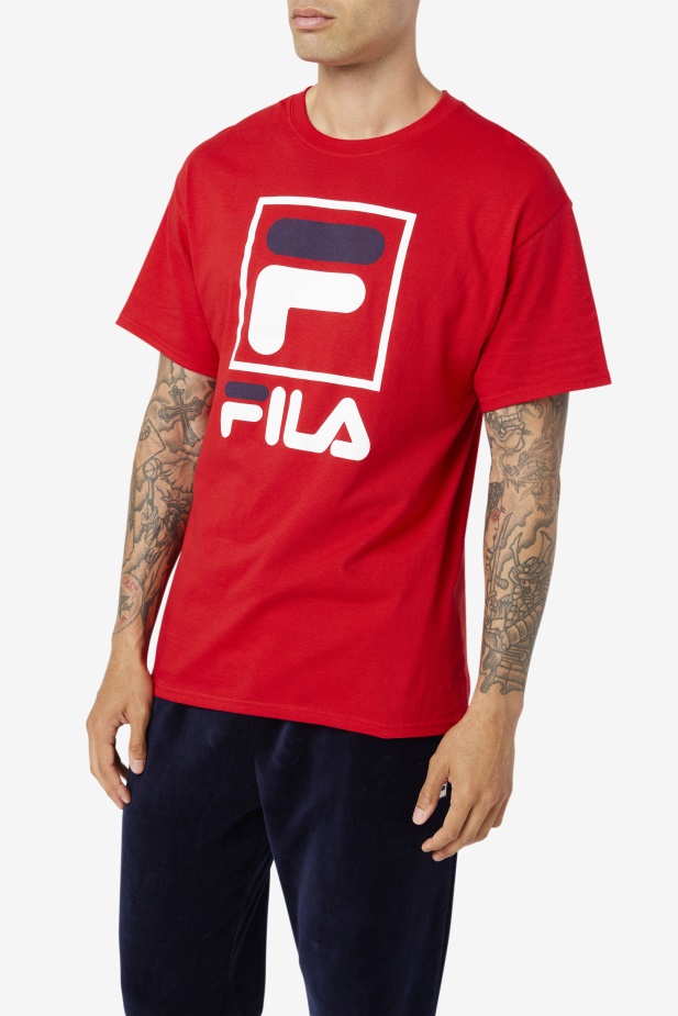 červené/bílé/námořnické Skládané Tričko Fila